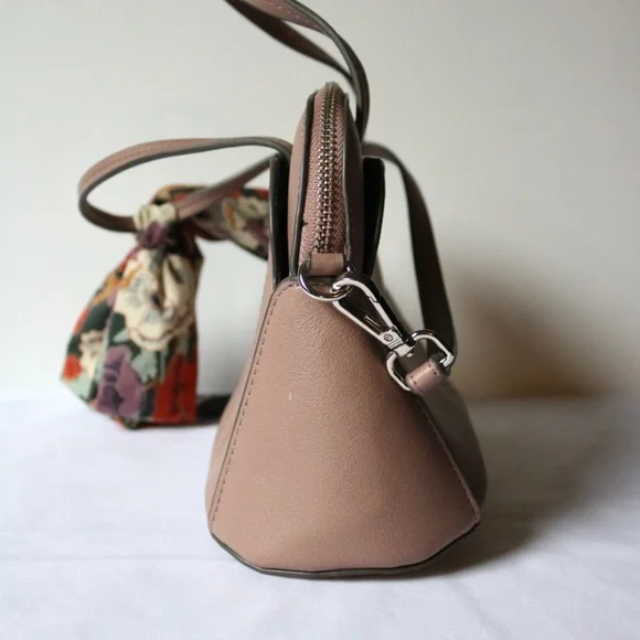 Steve Madden Steve Bcosta Handbag Crossbody Purse Floral Scarf Nude Neutral - Picture 3 of 8